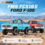 FMS FCX18 II Ford F-100 1/18 RC Crawler, RTR Camión RC Hobbygrade 4x4 Offroad Mini Rock Crawler con transmisión de 2 velocidades, engranajes de metal, luces LED para adultos y