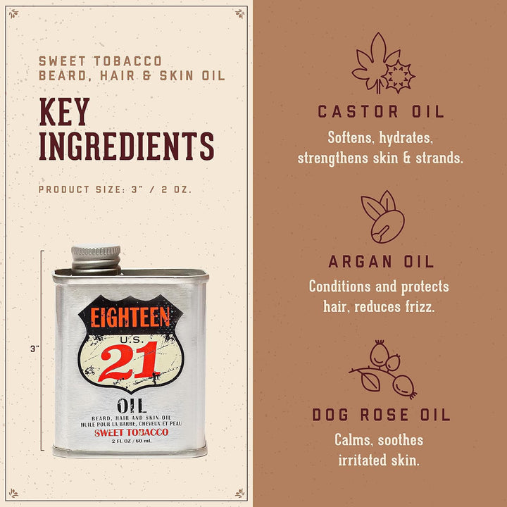 18.21 Man Made Aceite para cabello, piel y barba para hombres, 4 ar...