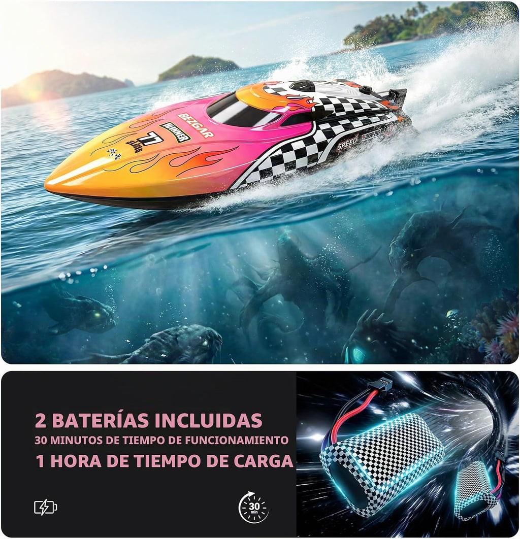 BEZGAR TX136 Barco de control remoto de 12 pulgadas y 25 KPH para niños