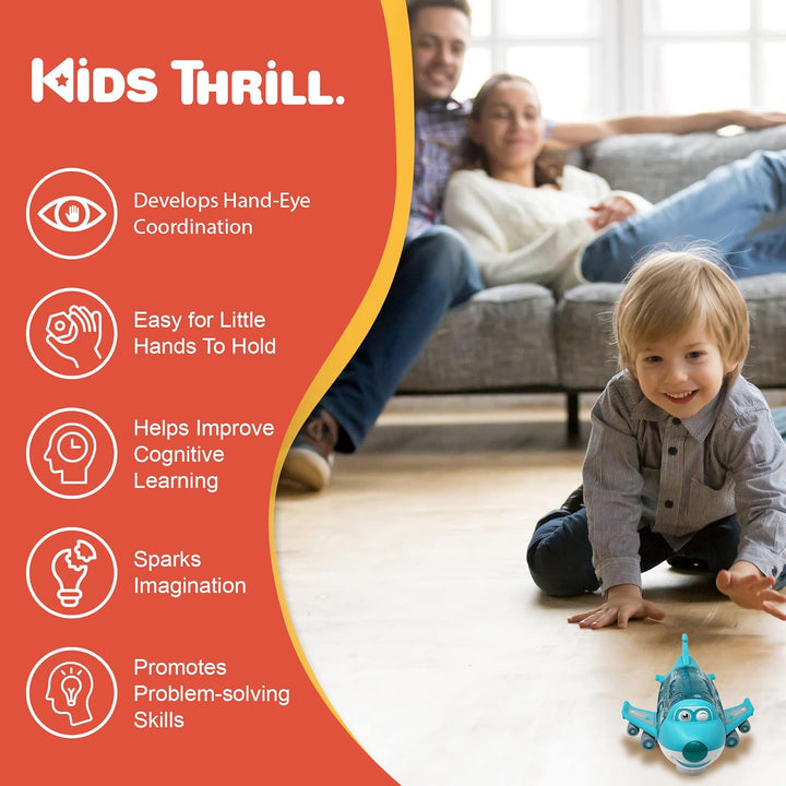 Kidsthrill Juguete de avión para niños con tecnología Bump &amp; Go...
