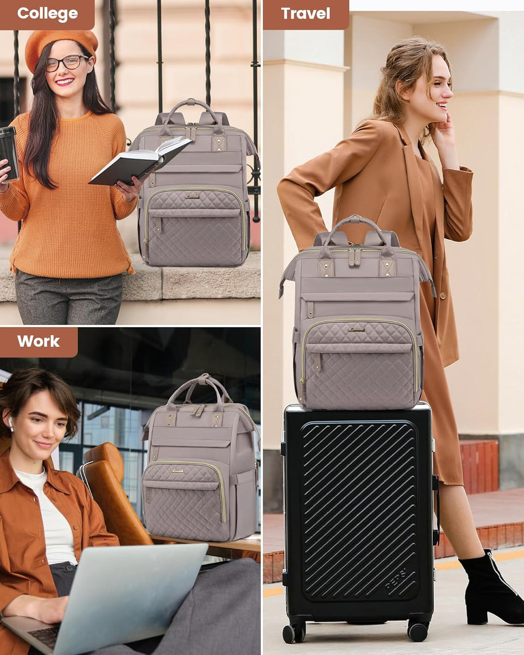 LOVEVOOK Mochila para laptop para mujer, 15.6 pulgadas, impermeable...
