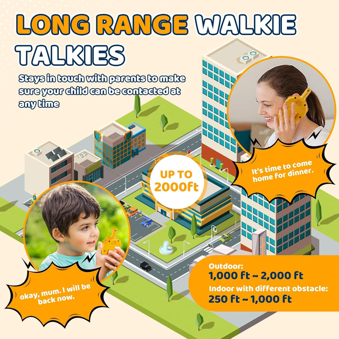 Walkie Talkies para niños, paquete de 2 unidades, tema de construcc...