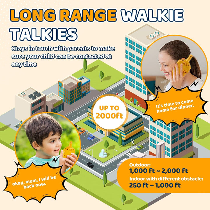 Walkie Talkies para niños, paquete de 2 unidades, tema de construcc...