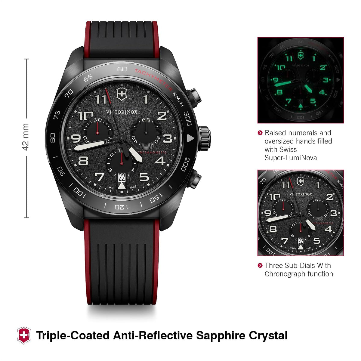 Reloj de pulsera VICTORINOX Swiss Army, para hombre, cronógrafo, analógico, resistente al agua, cuarzo, caja de acero inoxidable, brazalete de acero inoxidable, correa de cuero, correa de goma, reemplazo de correa, regalo de marca