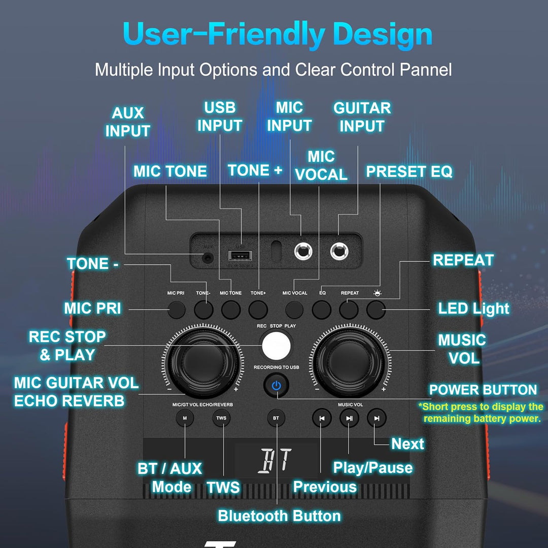 TAMPROAD Altavoz Bluetooth, 300 W de potencia máxima Boombox altavo...