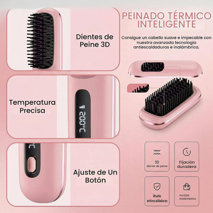 2026 para cabello corto - Cepillo alisador inalámbrico, iones negat...