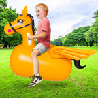 ZHUYNXIR - Juguete inflable de unicornio inflable para niños a partir de 3 años, equipo de juego de salto para interiores y exteriores con mango y alas, divertido caballo animoso de actividad física
