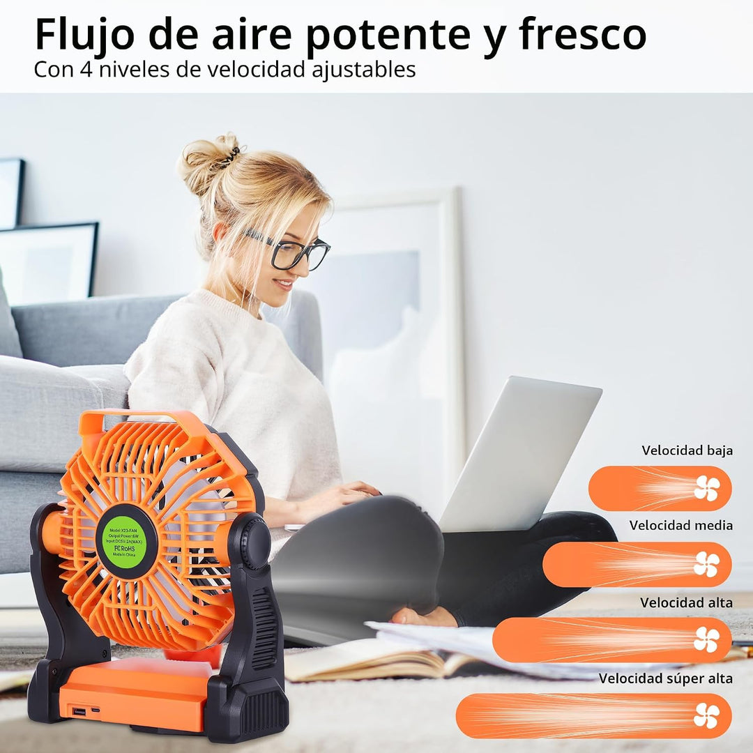 TDLOL Ventilador portátil a batería recargable, ventilador de campi...