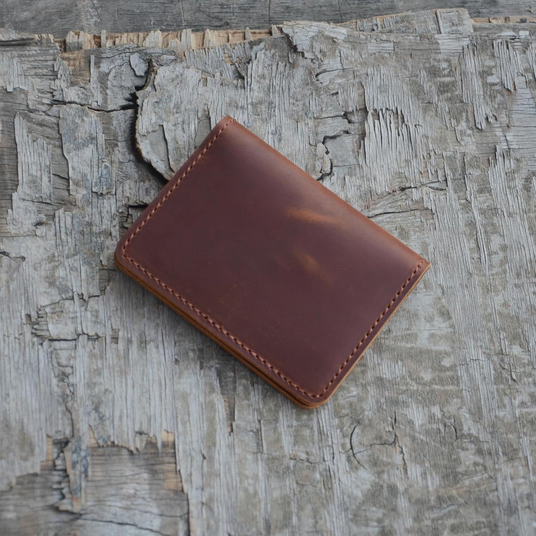JJNUSA Billetera de cuero minimalista hecha a mano para hombres env...