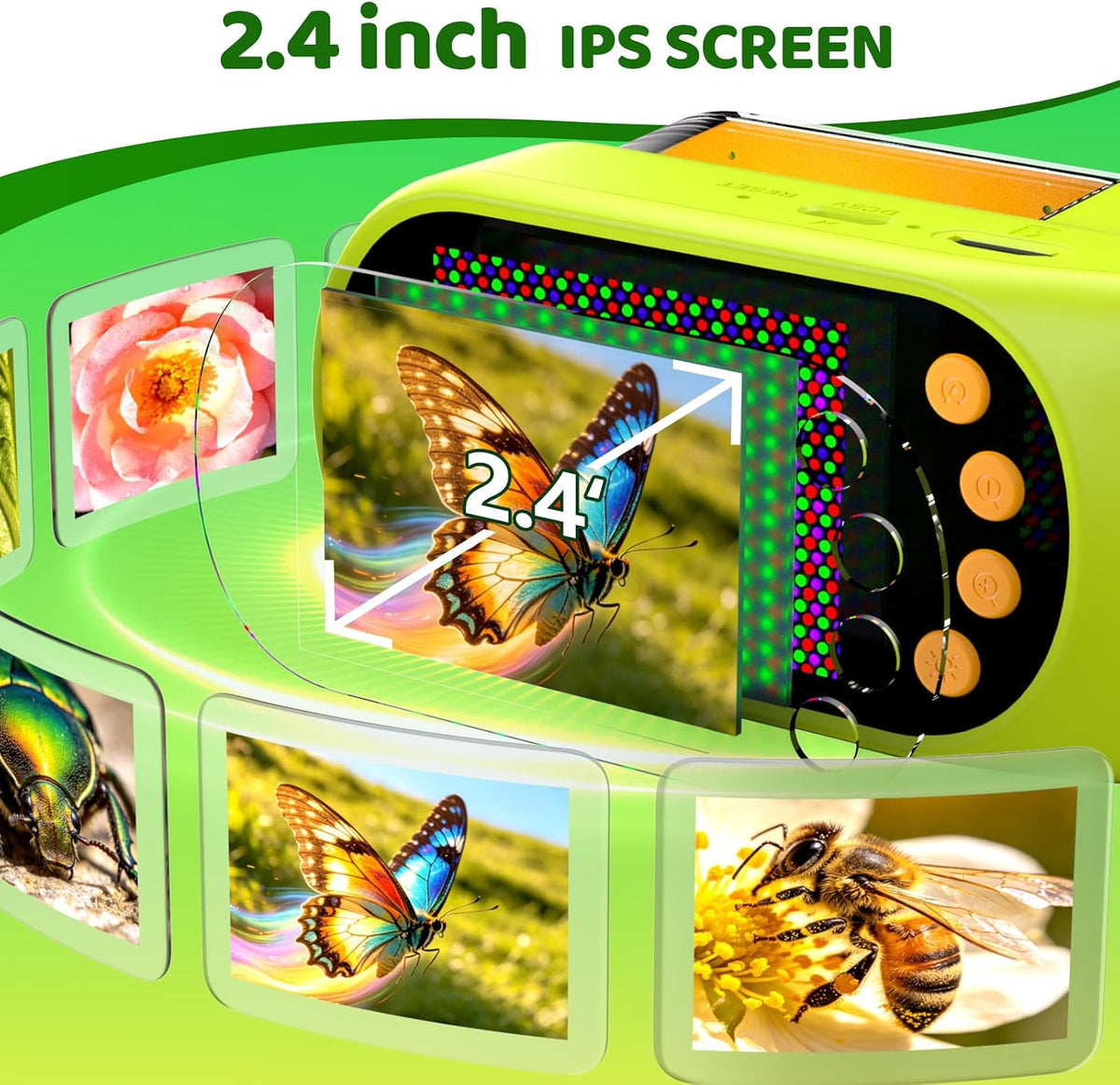 Microscopio de mano para niños, juguete STEM explorador al aire libre con herramientas adicionales, pantalla IPS de 2.4 pulgadas, agarre ergonómico, cámara digital, foto/video, lupa, kit de ciencia