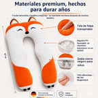Almohada de cuerpo en forma de zorro para niños - Almohada larga de felpa suave en forma de U de 47" para niños, para dormir, leer, comodidad para ADHD y necesidades especiales, ansiedad