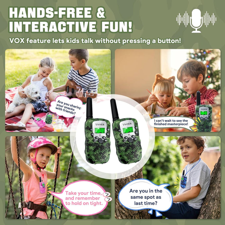 Vvinca Walkie Talkies para niños recargables paquete de 3, juguetes...