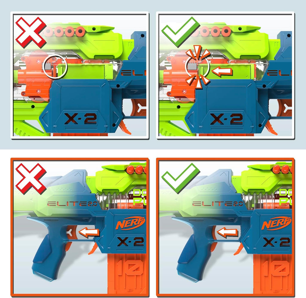 Nerf Elite 2.0 - Pistola motorizada de doble perforación, 50 dardos, 2 clips de 10 dardos, a partir de 8 años