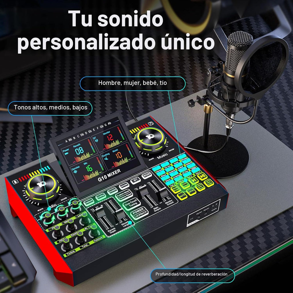 TENLAMP Paquete de equipos de podcast G10 Creator con micrófono
