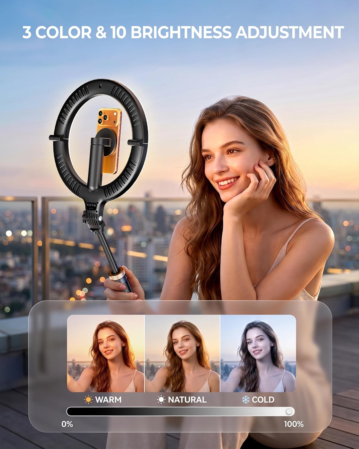 NiceVeedi Anillo de luz magnético de 10.2 pulgadas con soporte