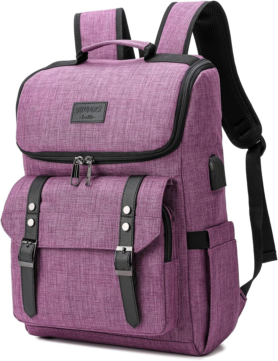 Mochila vintage para laptop con puerto de carga USB para mujeres y...