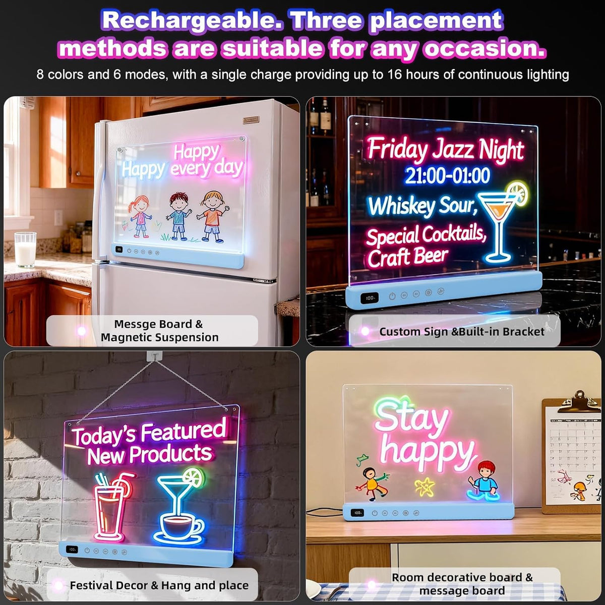 Cosmody Tablero de dibujo LED recargable, regalo para niños y niñas a