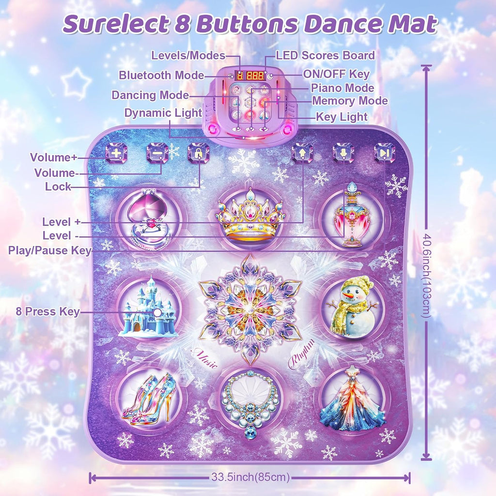 Tapete de baile para niñas de 3 a 12 años, tapete de baile de juguetes Frozen con Bluetooth