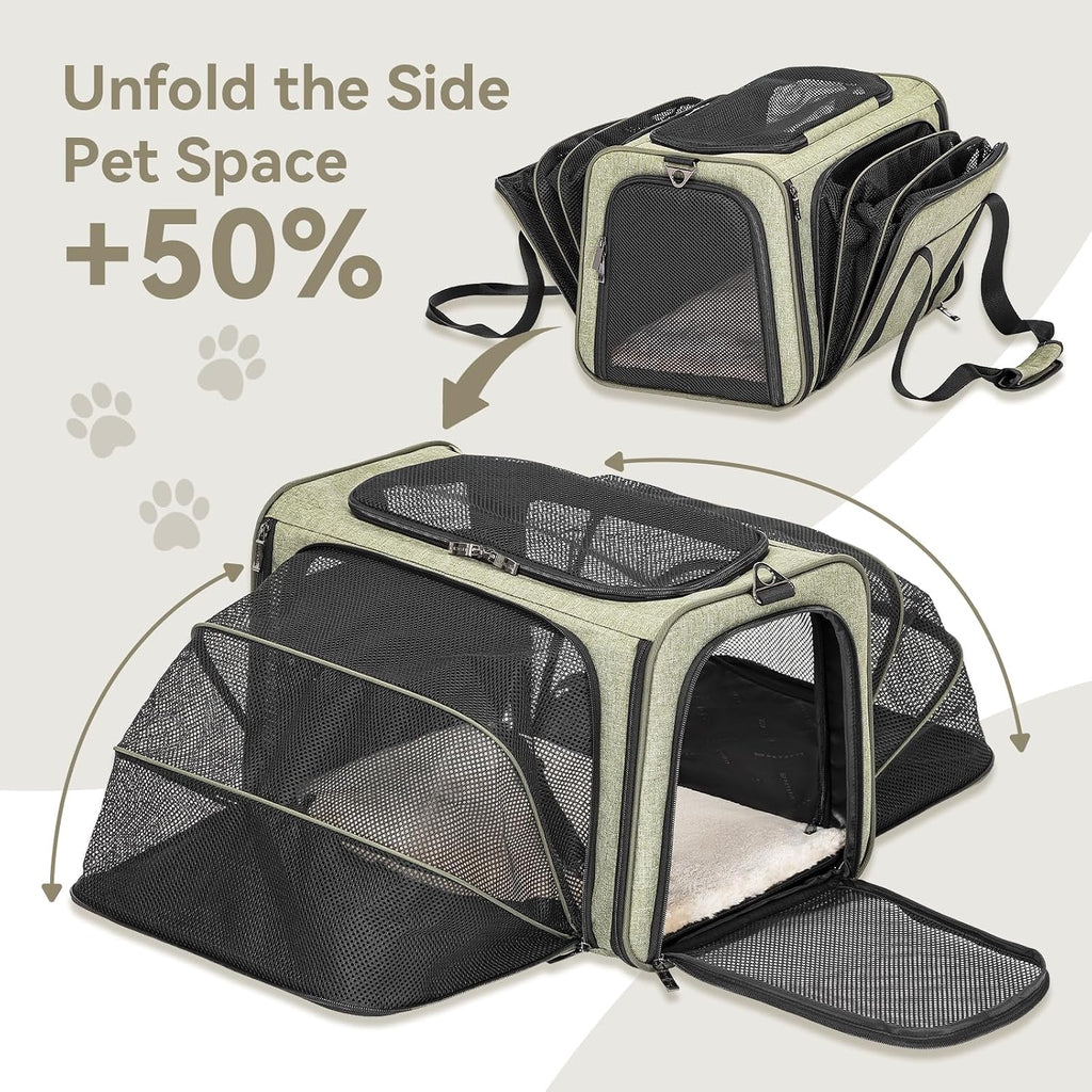 Petsfit Transportador de gatos mediano doble expandible para gatos y perros pequeños