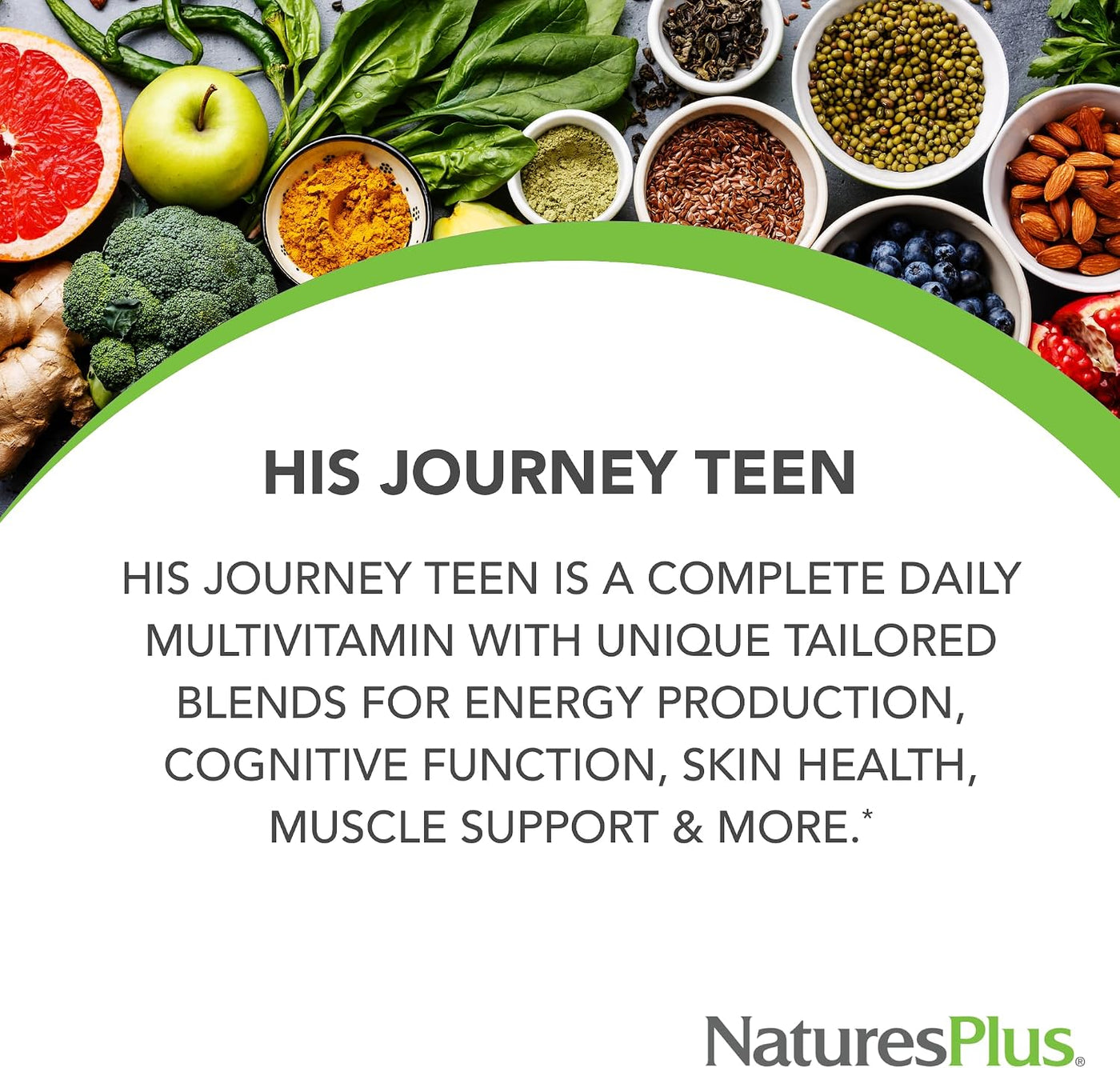 NaturesPlus His Journey Teen - 30 tabletas - Multivitamínico una ve...