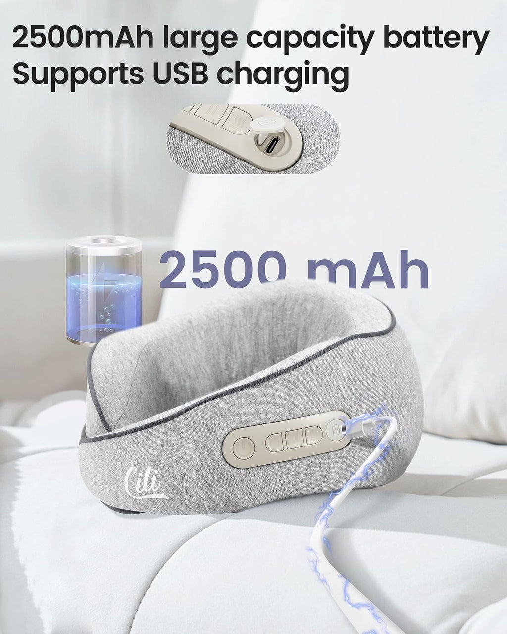 Almohada masajeadora de cuello inalámbrica con calor, masajeador de cuello Shiatsu para aliviar el dolor de tejido profundo, almohada de masaje térmica para viajes, 3 intensidades ajustables, regalos para mujeres y hombres
