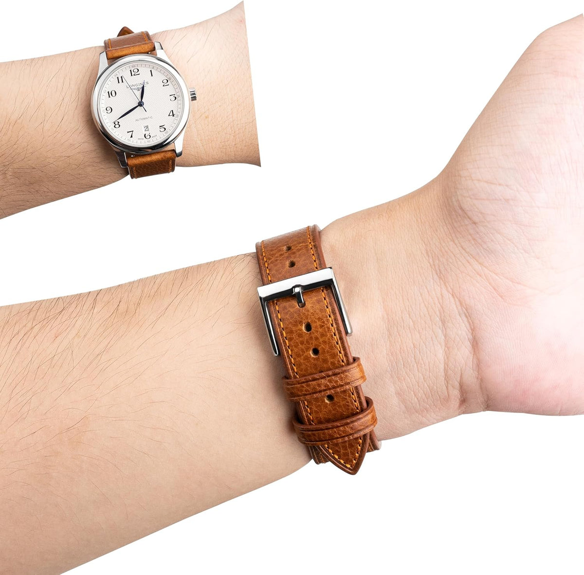Correas de reloj de cuero italiano Toscana de cuero genuino de grano completo curtido vegetal, correas de reloj de repuesto de correa de reloj de liberación rápida para hombres y mujeres 0.709