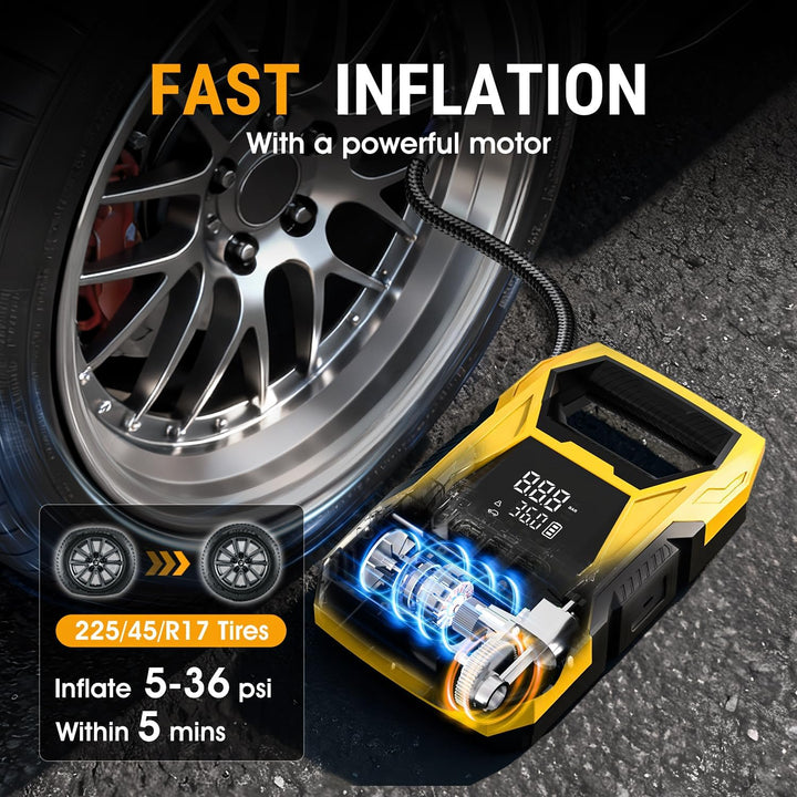 CARSUN Inflador de Neumáticos Inalámbrico Compresor de Aire Portáti...
