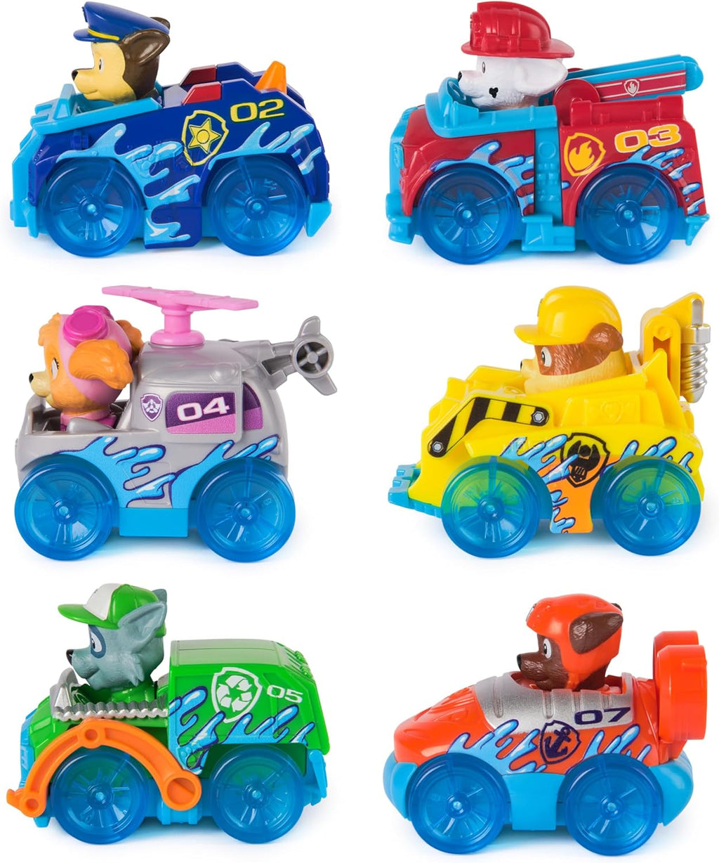 PAW Patrol Pup Squad Racers, paquete de 6 vehículos de PAW Patrol con Chase, Marshall, Skye, Rubble, Rocky y Zuma, juguetes para niños y niñas a partir de 3 años
