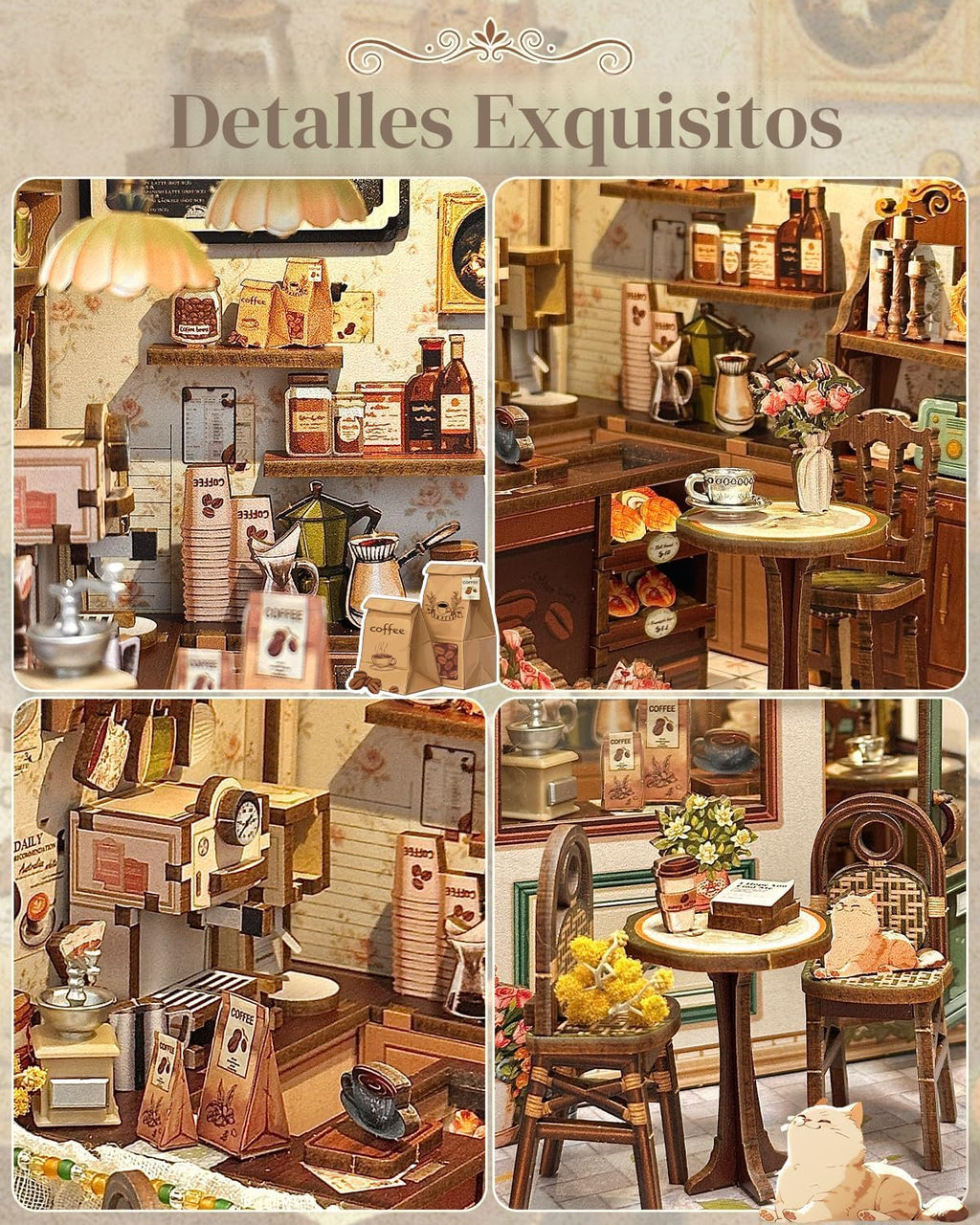 CUTEBEE - Kit de rincón de libros en miniatura para casa, cafetería, casa