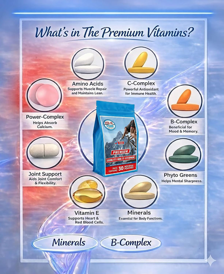 VITAL 4U Paquetes multivitamínicos diarios prémium para hombres y m...