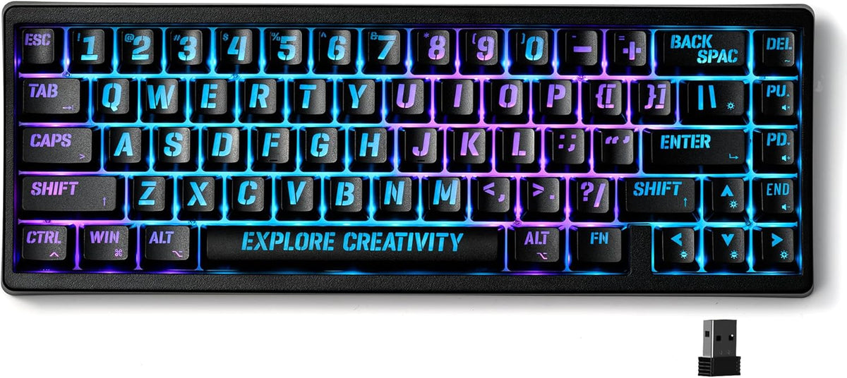 x XVX M67 Teclado inalámbrico 60% por ciento, teclado topográfico Q...