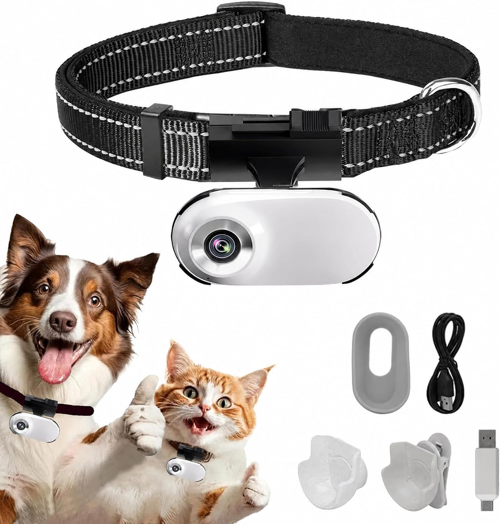 Collar de cámara HD 1080P para gatos con grabación de video, mini cámara deportiva inalámbrica, cámaras de acción pequeñas, cámara corporal para suministros de mascotas/cosas, regalo de
