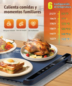 Tapete Calentador para Alimentos, 26x15 Pulgadas, Azul Oscuro, Calor Rápido, Bloqueo para Niños