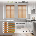Persianas de Madera Real sin Cuerda de 2" para Interior 23"W x 48"H en Nogal Pecan Basswood