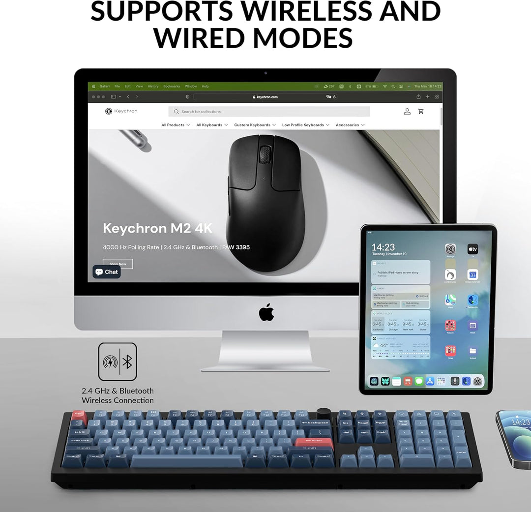 Keychron V6 Max - Teclado mecánico inalámbrico personalizado, Bluet...