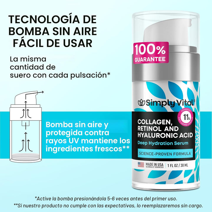 SimplyVital Suero de colágeno, retinol y ácido hialurónico \u2013 H...