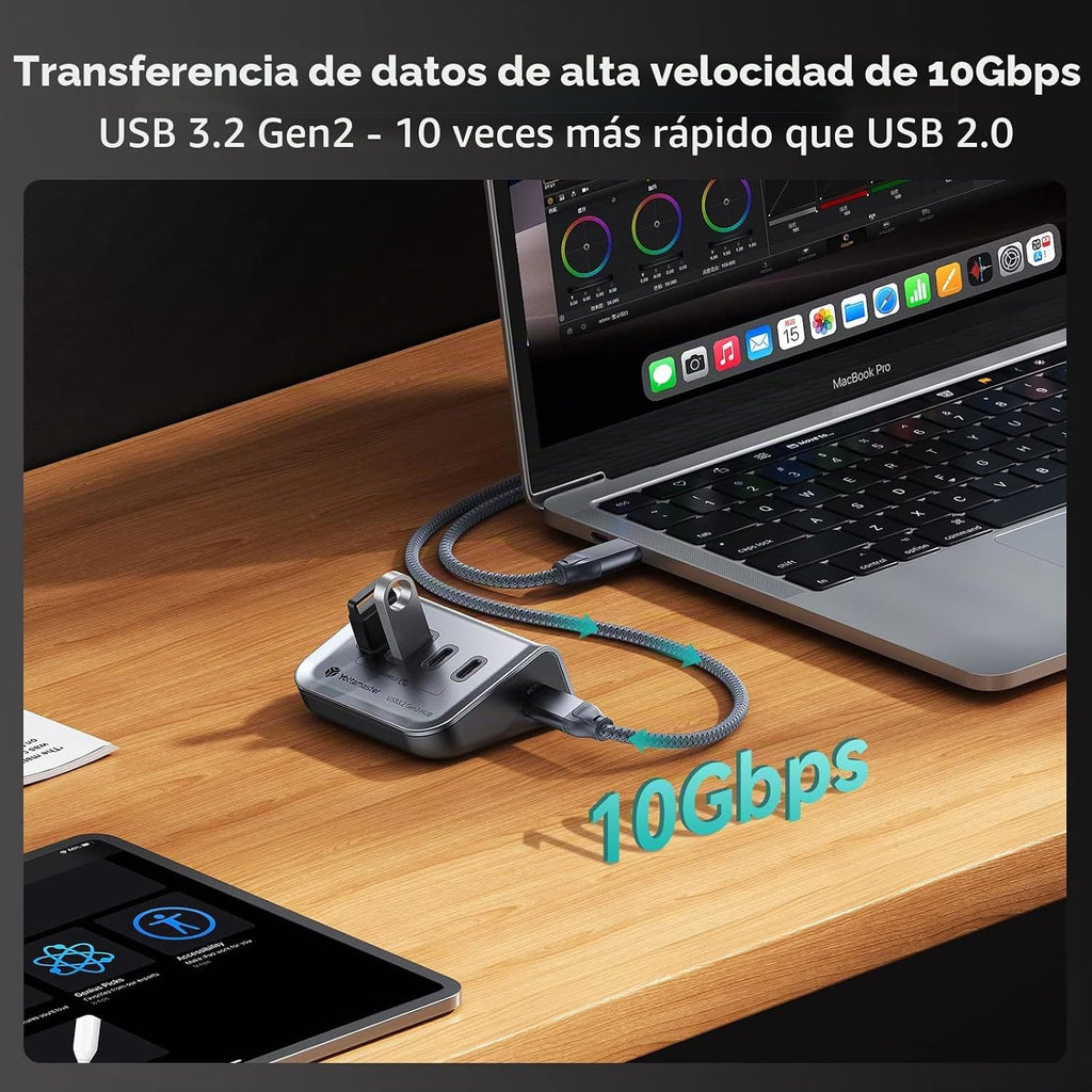 Yottamaster - Hub USB C 4 en 1, divisor de escritorio USB 3.2 Gen 2 de 10