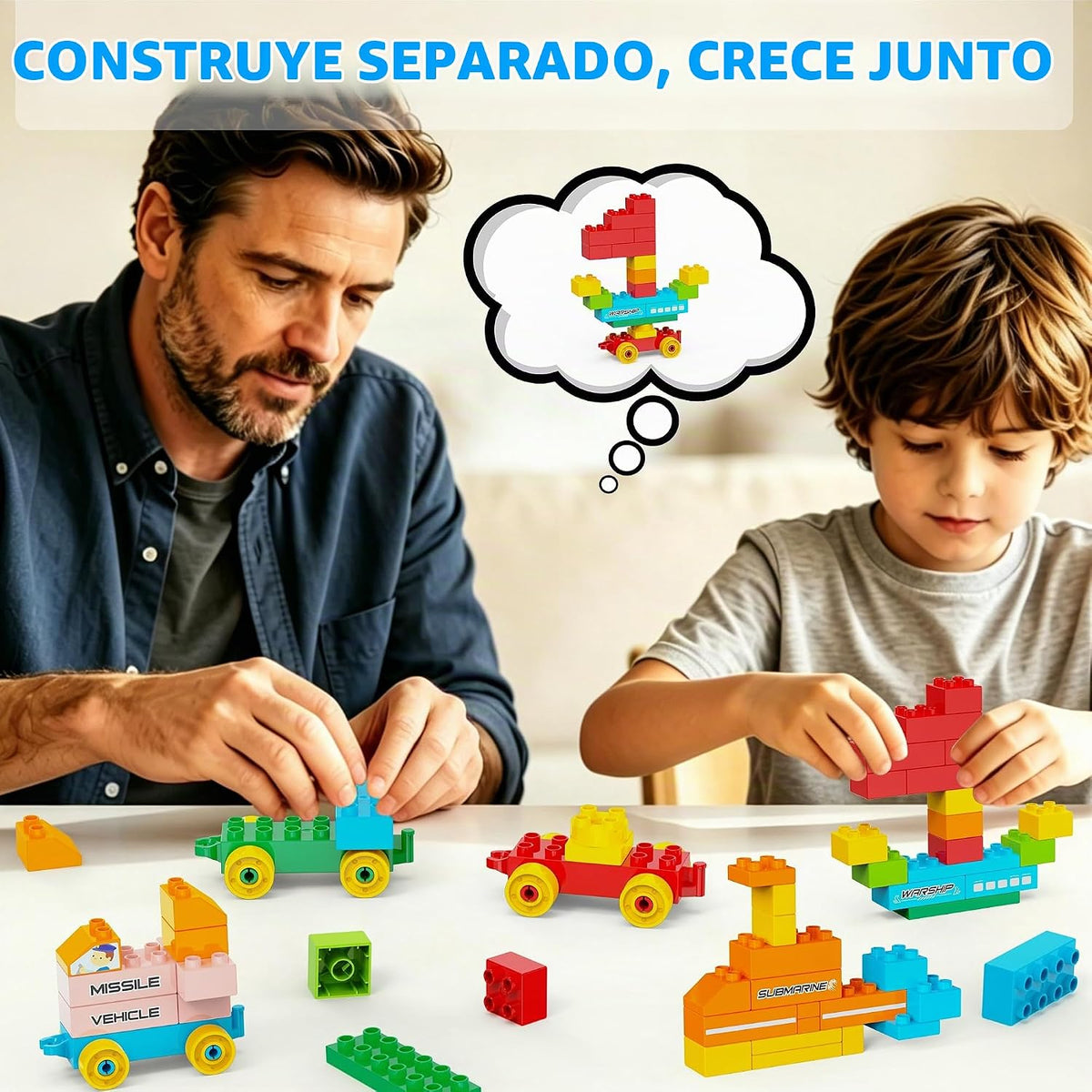 Bloques de construcción para niños de 3 a 8 años | Juguete con 4 camiones | Set educativo STEM para niños y niñas | Creaciones infinitas | Regalo de cumpleaños de Navidad (transporte militar)