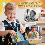 Azulejos magnéticos: juguetes de construcción, juego de viaje al aire libre con grúa magnética y automóvil para niños de 3 a 5 años, 4 a 8 a 10 años, minibloques de construcción magnéticos con grúa