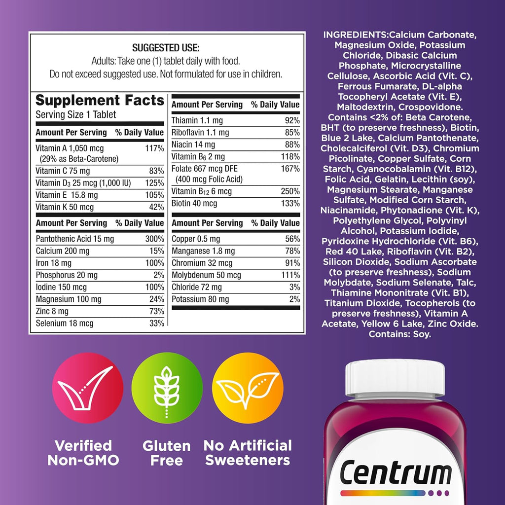 Centrum Multivitamínico para mujeres, suplemento, 250 unidades, Suplemento Nutricional