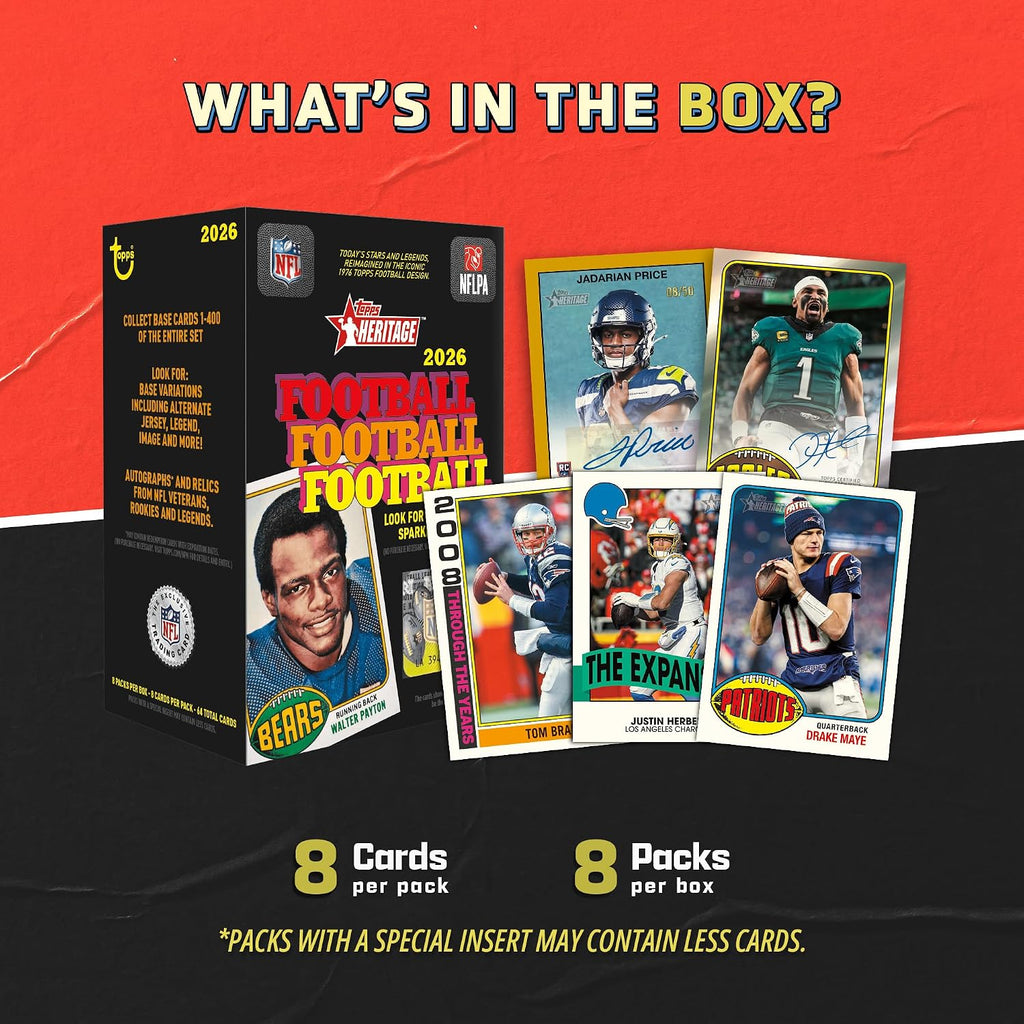 Topps Heritage Football 2026 - Sellado de fábrica, caja de valor