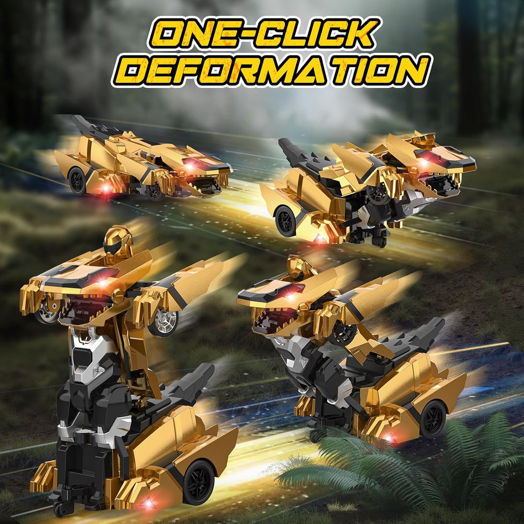 Kroyedfuw Coches de control remoto de dinosaurio, robot transformad...