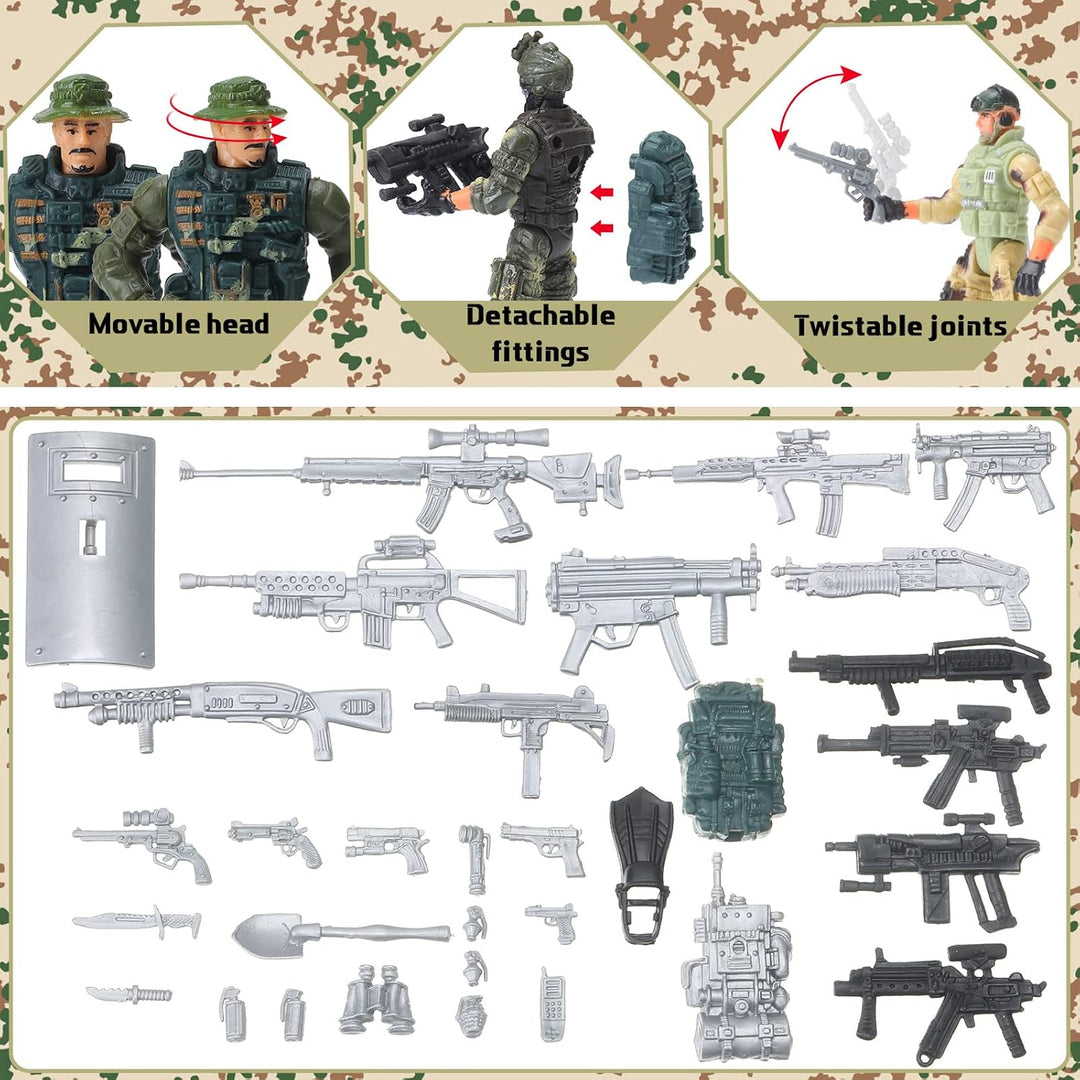 Tuanse Juego de 26 figuras de acción militares y de equipo SWAT con...