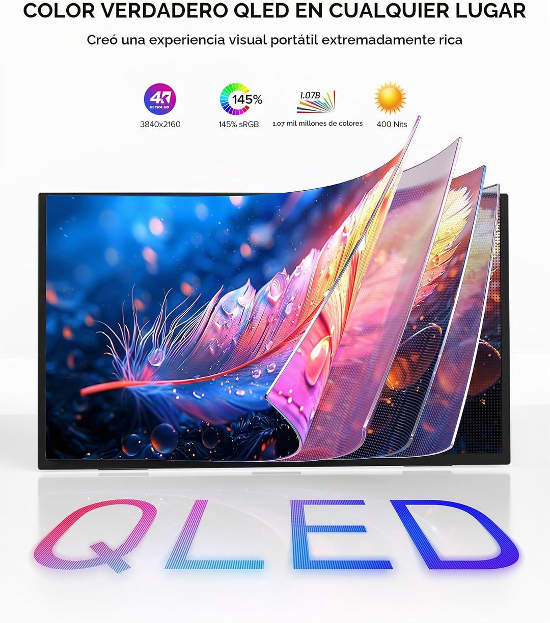 UPERFECT Monitor portátil 4K 60Hz 18.5", 145% sRGB QLED monitor...