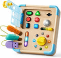 Tablero de actividades con 15 luces LED Montessori - Juguete educativo de aprendizaje Montessori con 9 sonidos, 5 interruptores y enchufes, juguetes de viaje, tabla de actividades sensoriales para 18 meses, regalo de cumpleaños para niños y niñas de 3