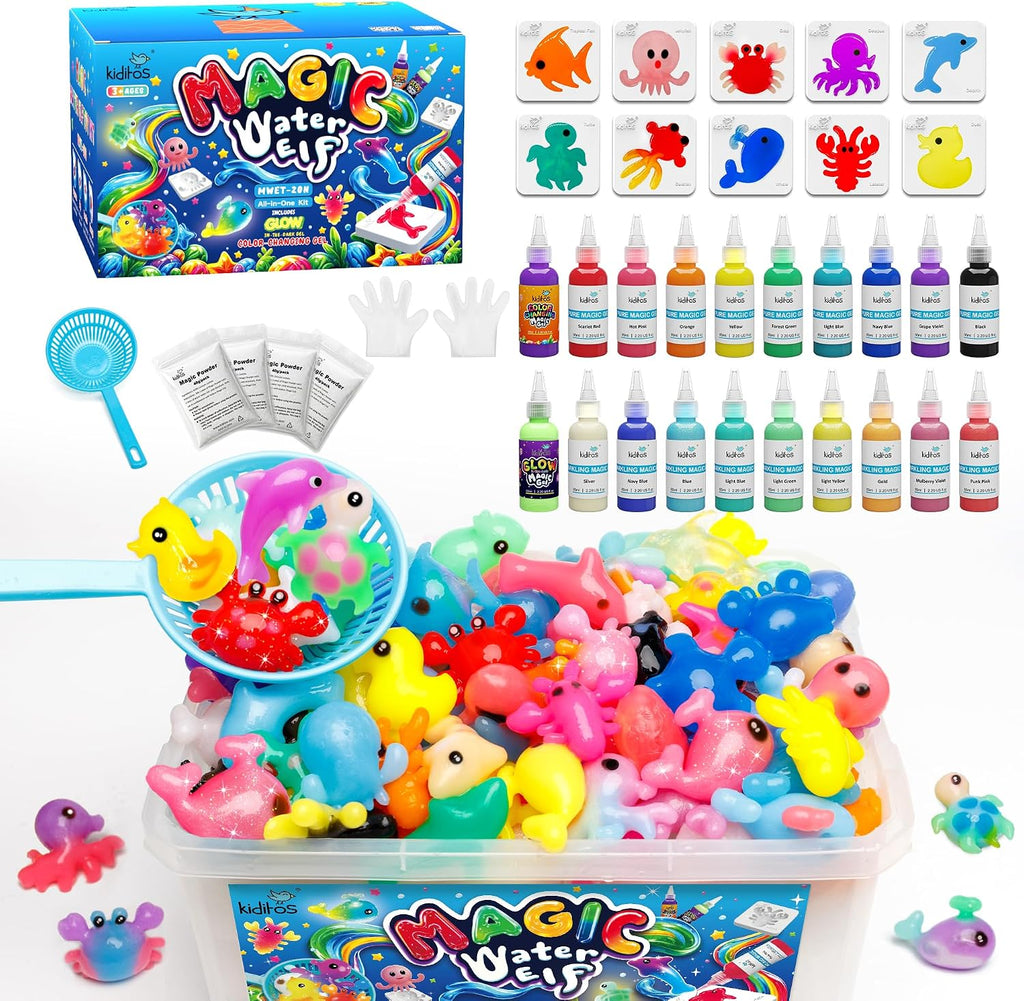 Kiditos Kit de juguetes mágicos de elfo de agua, squishies para niños
