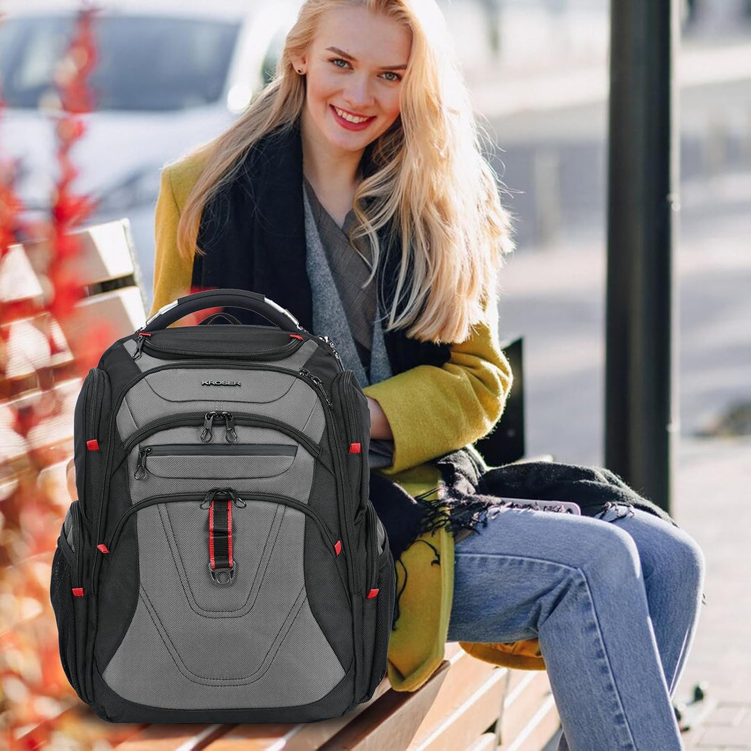 KROSER Mochila para laptop de viaje resistente al agua Mochila de d...