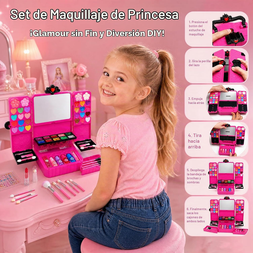 Juegos de maquillaje para niñas de 5 a 8 años, kit de maquillaje de juego para edades 3456789 10 años de edad, regalos de cumpleaños para niñas