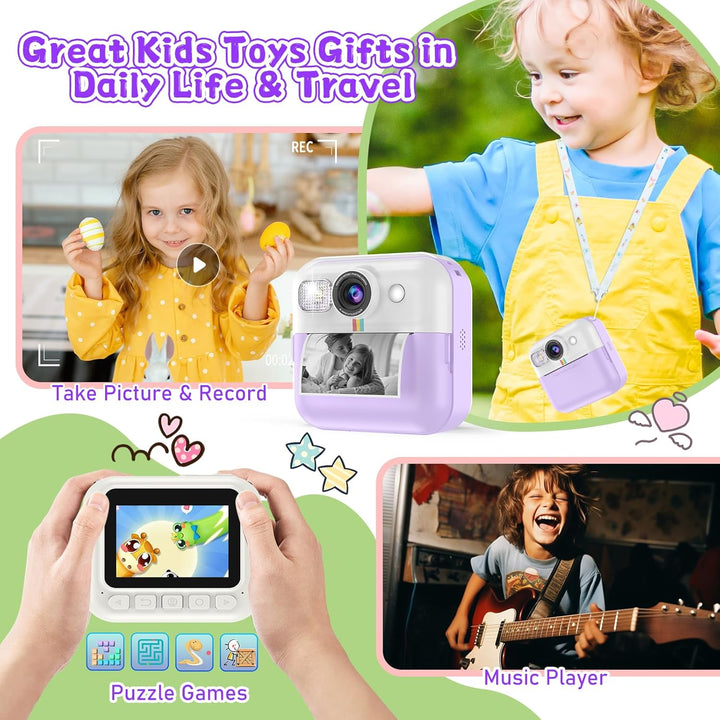 Cámara de impresión instantánea para niños, regalo de Navidad y cum...