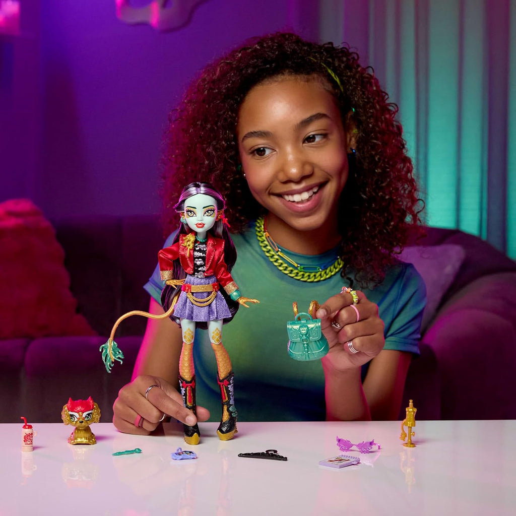 Monster High Jinafire muñeca larga Dragón con perro